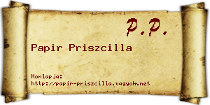 Papir Priszcilla névjegykártya